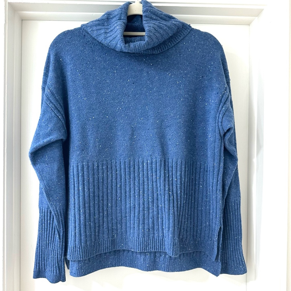Derek Lam 10 Crosby Blue Cashmere Turtleneck Ribbed Knit Sweater, Size M